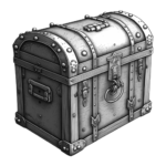black and white illustration of an old chest