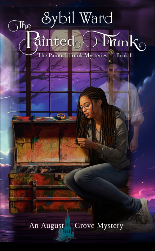 book cover with a young african american womn looking into a trunk